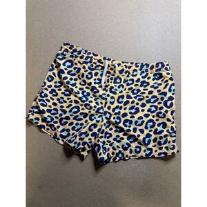 Chubbies Leopard Print Swim Shorts Womens Beige Blue Drawstring Pocket‎